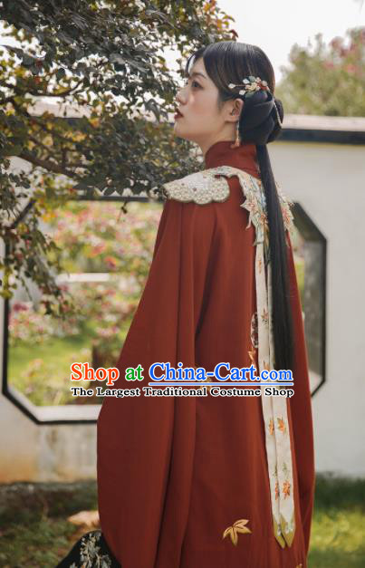 Chinese Ancient Patrician Lady Embroidered Blouse Traditional Ming Dynasty Princess Costume for Women