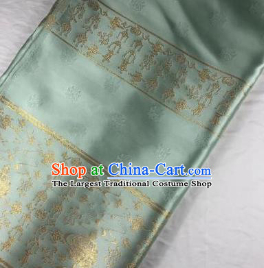 Chinese Traditional Censer Pattern Light Green Brocade Hanfu Fabric Silk Fabric Hanfu Dress Material