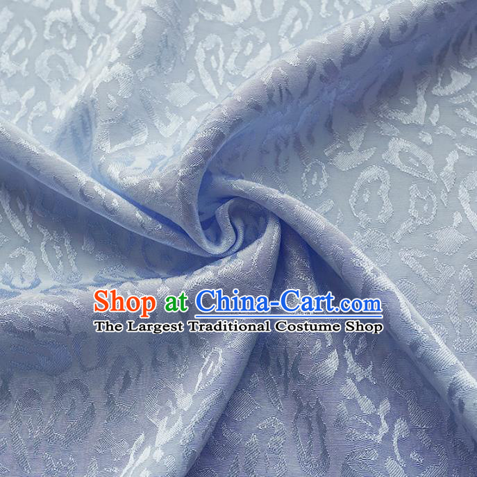 Chinese Traditional Classical Jacquard Pattern Blue Cotton Fabric Imitation Silk Fabric Hanfu Dress Material