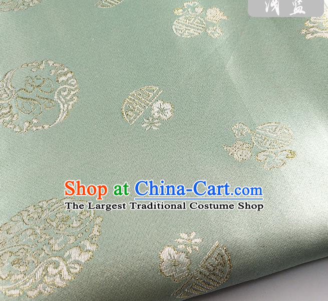 Chinese Traditional Pattern Light Blue Brocade Fabric Silk Satin Fabric Hanfu Material