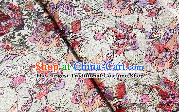 Japanese Traditional Purple Butterfly Pattern Kimono Brocade Fabric Tapestry Satin Fabric Nishijin Material