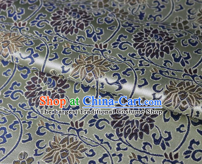 Chinese Traditional Twine Lotus Pattern Grey Brocade Fabric Silk Satin Fabric Hanfu Material