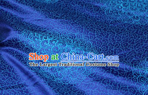 Chinese Traditional Auspicious Clouds Pattern Royalblue Brocade Fabric Silk Satin Fabric Hanfu Material