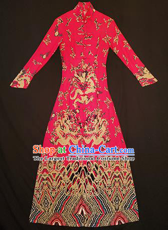 Chinese Traditional National Linen Qipao Tang Suit Cheongsam Dress Costume for Women