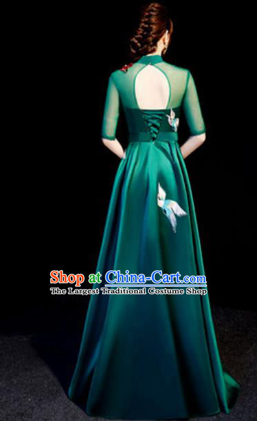Top Compere Embroidered Phoenix Green Full Dress Evening Party Costume for Women