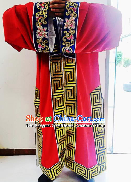 Chinese National Taoist Embroidered Eight Diagrams Red Priest Frock Cassock Traditional Taoism Rites Costume for Men