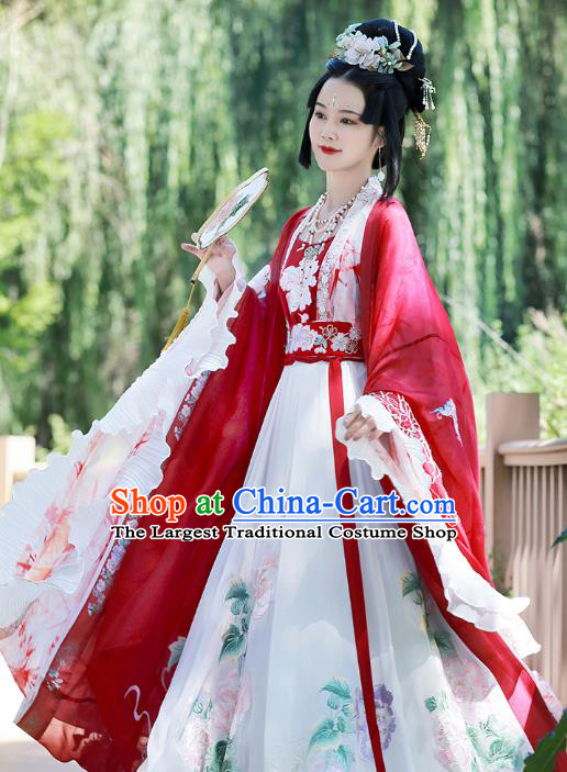 Traditional Chinese Jin Dynasty Palace Queen Hanfu Dress Ancient Goddess Empress Costumes for Women