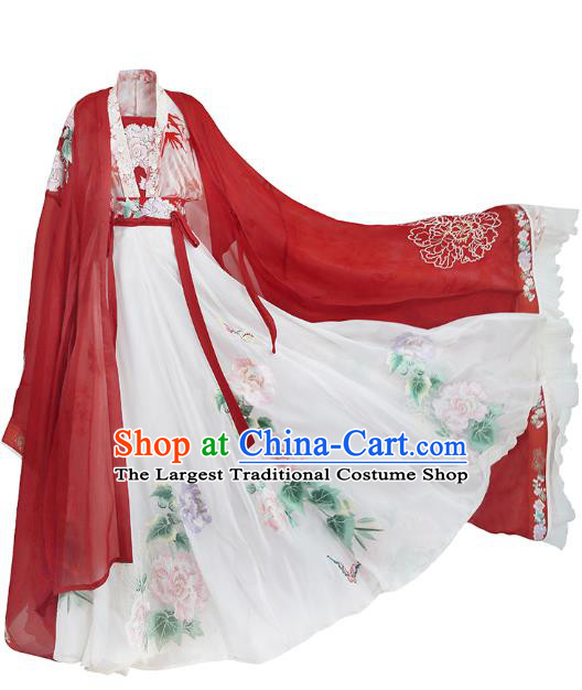 Traditional Chinese Jin Dynasty Palace Queen Hanfu Dress Ancient Goddess Empress Costumes for Women