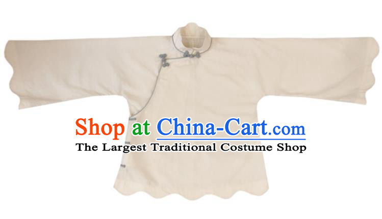 Chinese Traditional Tang Suit White Shirt National Upper Outer Garment Blouse Costume for Women