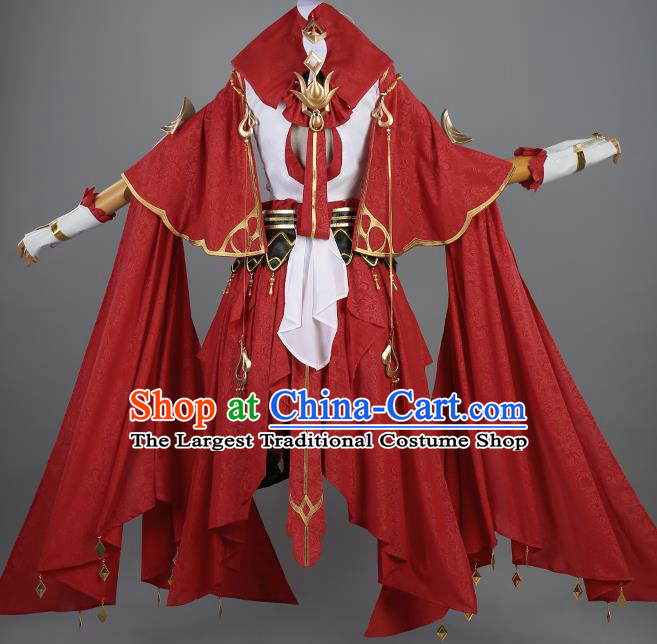 Chinese Cosplay Fairy Red Hanfu Dress Traditional Ancient Female Swordsman Costumes for Women