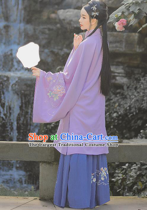 Traditional Chinese Ming Dynasty Nobility Lady Purple Hanfu Dress Ancient Royal Infanta Historical Costumes for Women