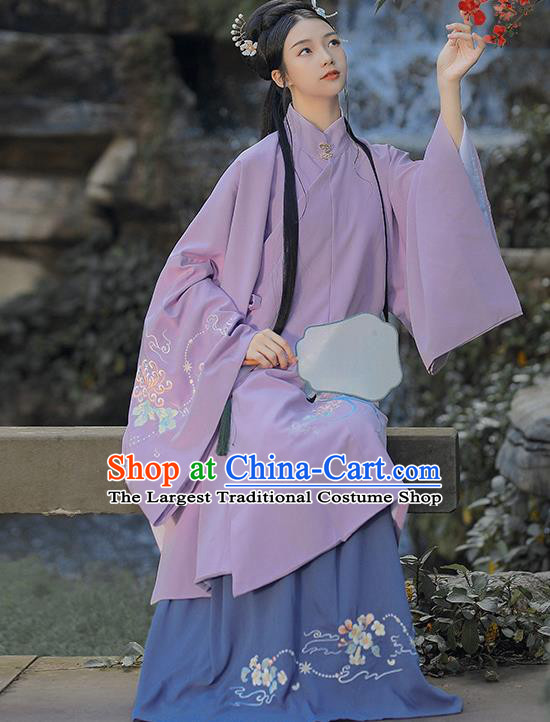 Traditional Chinese Ming Dynasty Nobility Lady Purple Hanfu Dress Ancient Royal Infanta Historical Costumes for Women