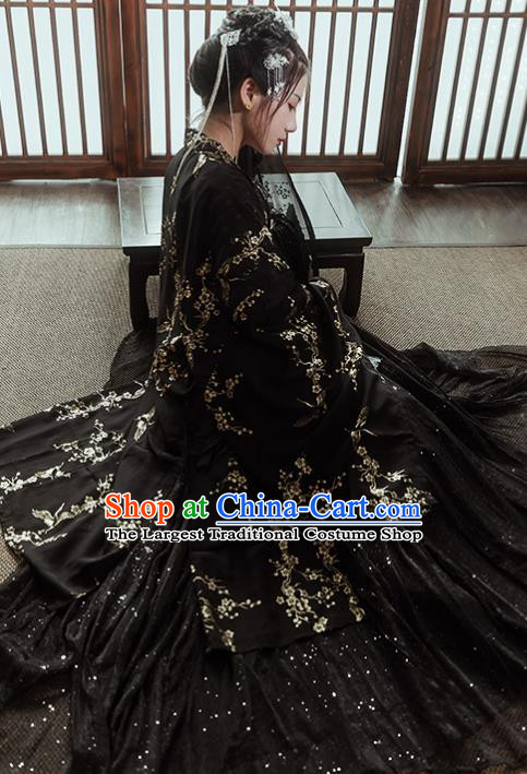 Traditional Chinese Tang Dynasty Imperial Consort Black Hanfu Dress Ancient Nobility Lady Historical Costumes for Women