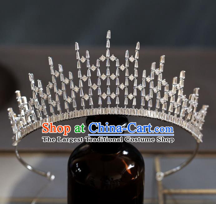 Top Grade Baroque Queen Zircon Royal Crown Wedding Bride Hair Accessories for Women