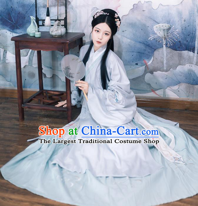 Chinese Ming Dynasty Princess Embroidered Dress Traditional Ancient Patrician Lady Historical Costume for Women
