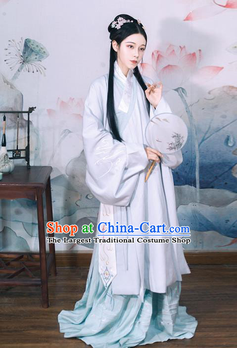 Chinese Ming Dynasty Princess Embroidered Dress Traditional Ancient Patrician Lady Historical Costume for Women