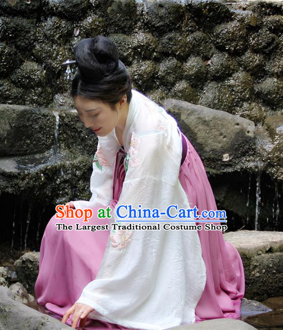 Chinese Ancient Court Lady Embroidered Dress Traditional Tang Dynasty Royal Princess Historical Costumes for Women