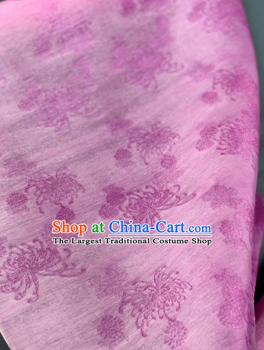 Chinese Classical Chrysanthemum Pattern Design Lilac Silk Fabric Asian Traditional Hanfu Brocade Material