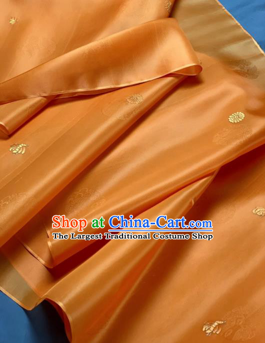 Chinese Classical Embroidered Pattern Design Orange Silk Fabric Asian Traditional Hanfu Material