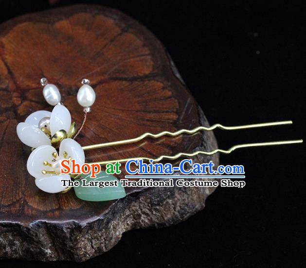 Traditional Chinese Handmade Jasmine Flower Hairpins Headdress Ancient Hanfu Hair Accessories for Women