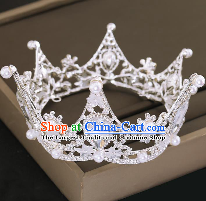 Top Grade Princess Royal Crown Handmade Baroque Bride Hair Accessories for Women