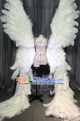 Top Miami Catwalks Deluxe White Feather Butterfly Wings Stage Show Brazilian Carnival Costume for Women