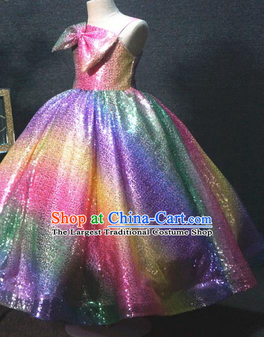 Top Grade Children Princess Colorful Full Dress Catwalks Stage Show Birthday Costume for Kids