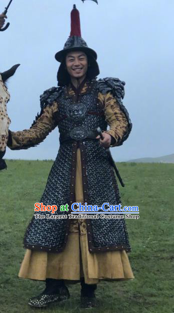 Chinese Ancient Drama Xuande Emperor of the Ming Dynasty Zhu Zhanji Helmet and Armour Complete Set