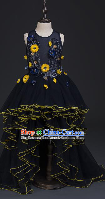 Top Children Cosplay Princess Navy Full Dress Compere Catwalks Stage Show Dance Costume for Kids