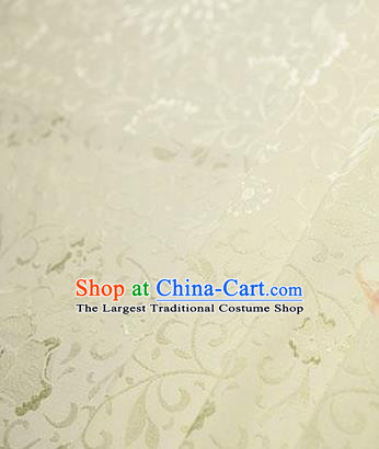Chinese Traditional Little Flowers Pattern Design Light Yellow Brocade Fabric Hanfu Dress Satin Tapestry Drapery