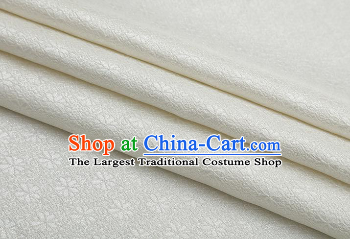 Chinese Traditional Jacquard Sakura Pattern White Brocade Fabric Cheongsam Tapestry Drapery