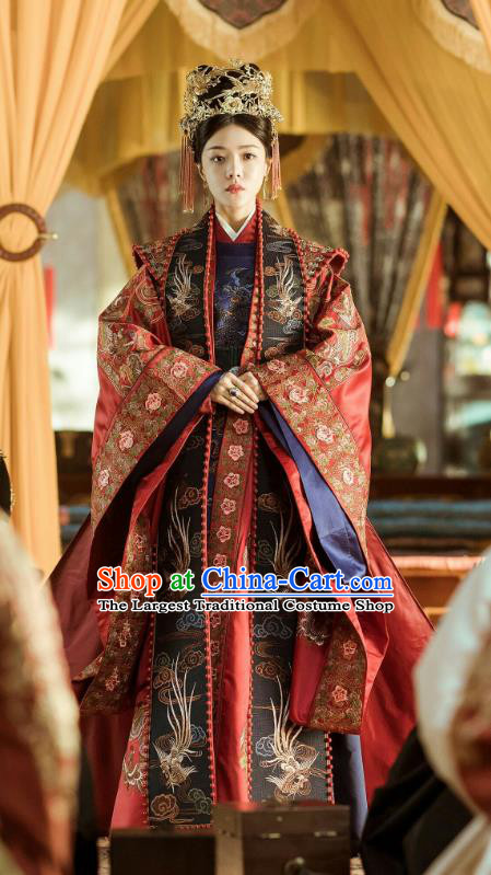 Chinese Drama Empress of the Ming Ancient Ming Dynasty Queen Hu Shanxiang Replica Costumes and Headdress Complete Set for Women