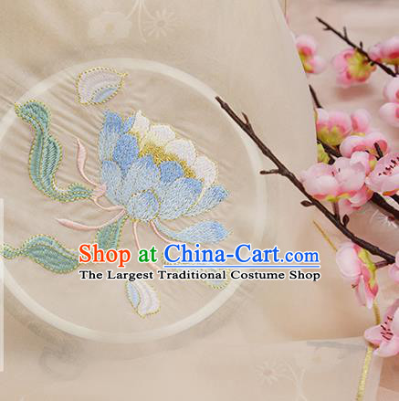Chinese Traditional Embroidered Epiphyllum Beige Cloth Applique Accessories Embroidery Patch