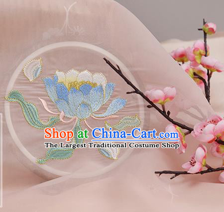 Chinese Traditional Embroidered Epiphyllum Light Pink Cloth Applique Accessories Embroidery Patch