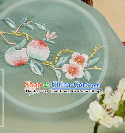 Chinese Traditional Embroidered Peach Flower Green Chiffon Applique Accessories Embroidery Patch