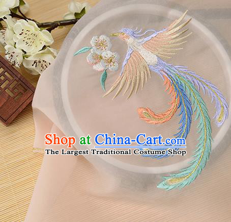 Chinese Traditional Embroidered Phoenix Orange Chiffon Applique Accessories Embroidery Patch