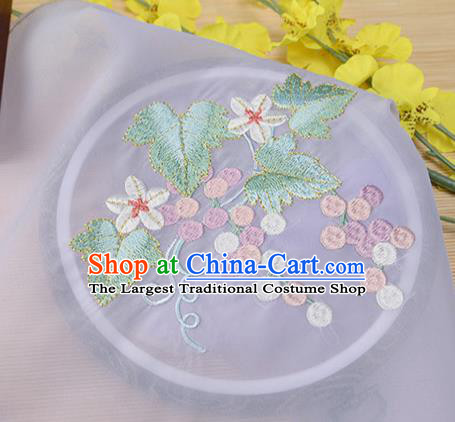 Chinese Traditional Embroidered Grape Leaf Lilac Chiffon Applique Accessories Embroidery Patch