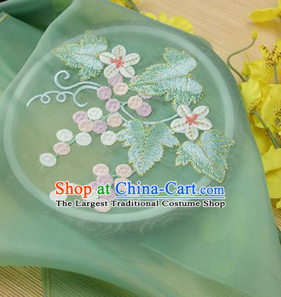 Chinese Traditional Embroidered Grape Leaf Green Chiffon Applique Accessories Embroidery Patch