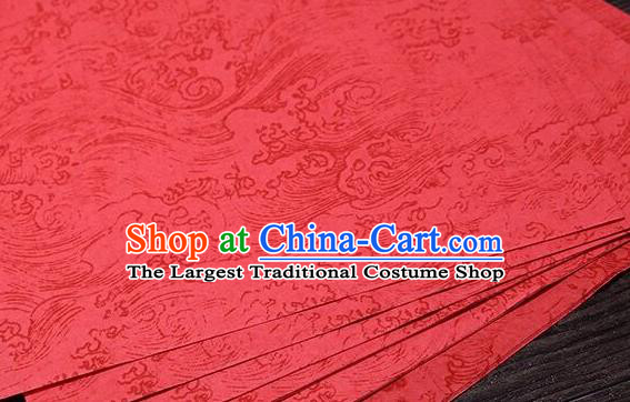 Traditional Chinese Wave Pattern Calligraphy Red Batik Paper Handmade The Four Treasures of Study Writing Art Paper