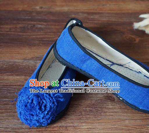 Traditional Chinese Blue Cloth Shoes National Wedding Shoes Hanfu Shoes for Women