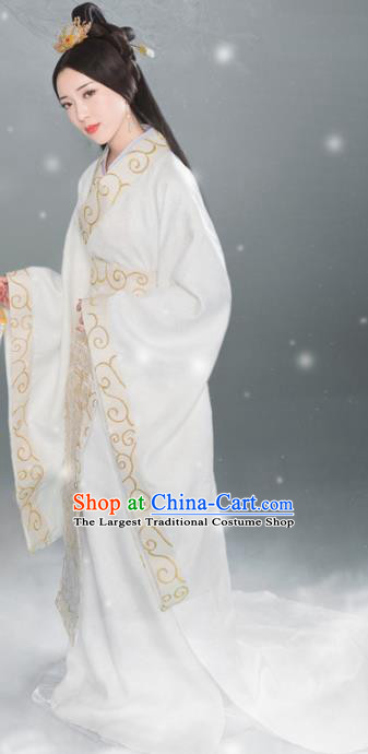 Traditional Chinese Palace White Hanfu Dress Ancient Han Dynasty Imperial Consort Replica Costumes for Women