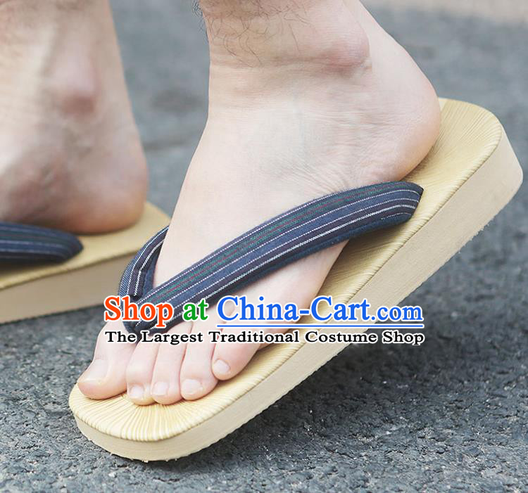 Traditional Japanese Navy Flip Flops Clogs Slippers Asian Japan Geta Shoes for Men