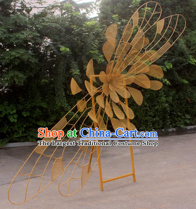 Handmade Chinese Golden Iron Art Flower Folding Screens Traditional Wedding Decoration
