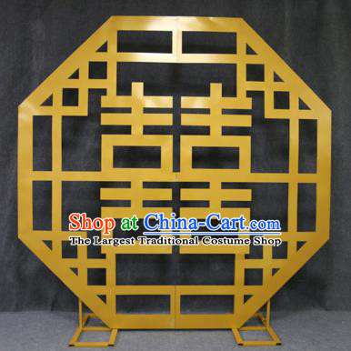 Handmade Chinese Golden Iron Art Carving Folding Screens Traditional Wedding Decoration