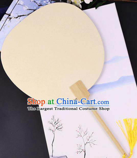 Chinese Traditional Yellow Art Paper Palace Fans Handmade Round Fan for Women