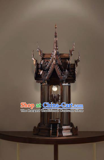 Asia Chinese Traditional Wood Carving Birdcage Desk Lantern Thailand Handmade Lanterns