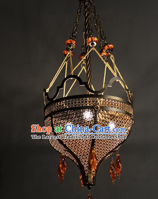 Asian Traditional Iron Carving Ceiling Lantern Thailand Handmade Lanterns Hanging Lamps