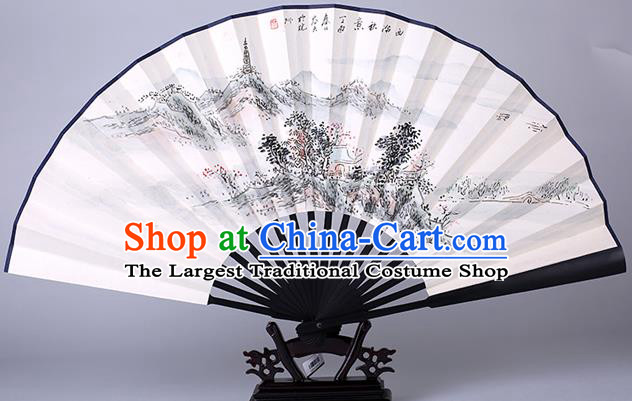 Traditional Chinese Handmade Painting Paper Folding Fan China Wood Accordion Fan Oriental Fan
