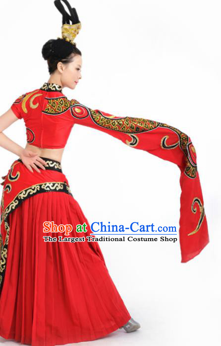 Chinese Fan Dance Umbrella Dance Red Dress Traditional Classical Dance Stage Performance Costume for Women