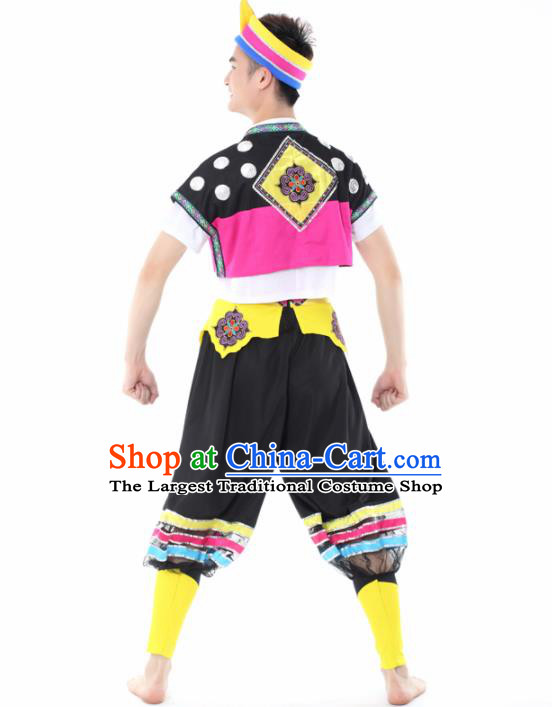 Chinese Traditional Miao Nationality Dance Black Clothing China Folk Dance Stage Performance Costume for Men
